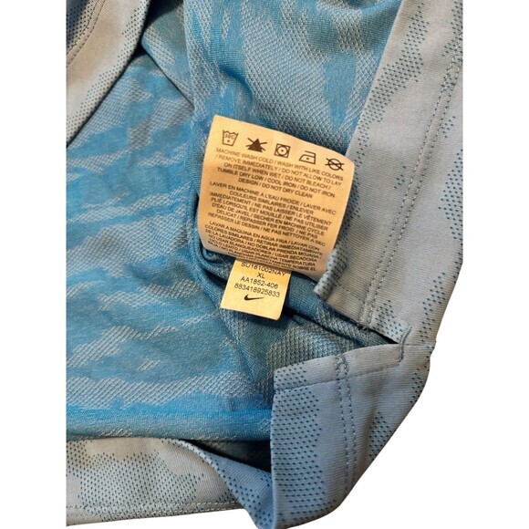 Nike Dri-Fit Wave Blue Camo Jacquard‎ Golf Polo Mens Size XL - AA1852-406 - Picture 5 of 6